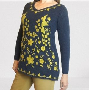 Soft Surroundings Navy Embroidered Sweater Tunic